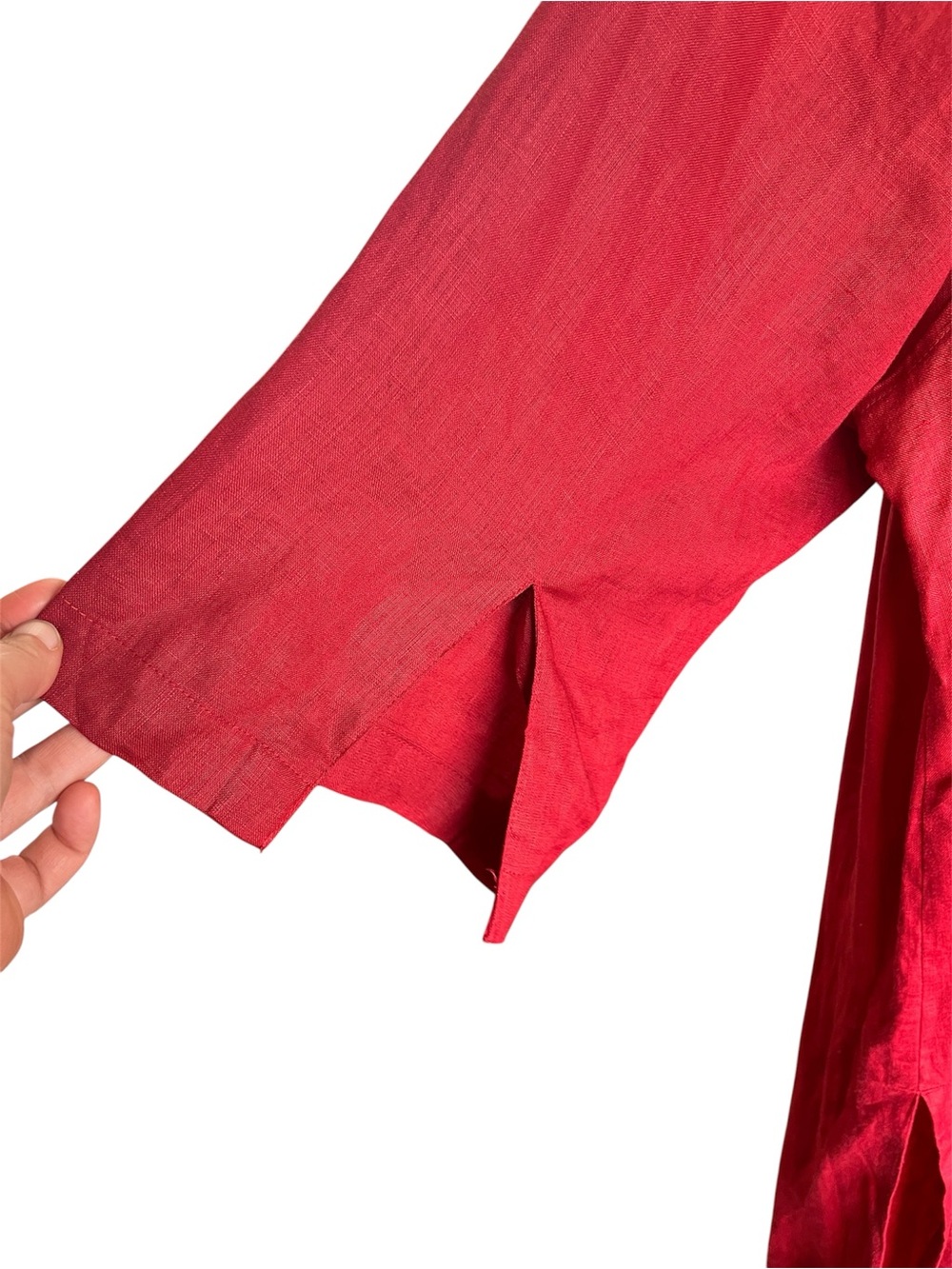 Alexandra Bartlett 100% Linen Red Midi Button-Front Shirt Dress 2X - Picture 5 of 10